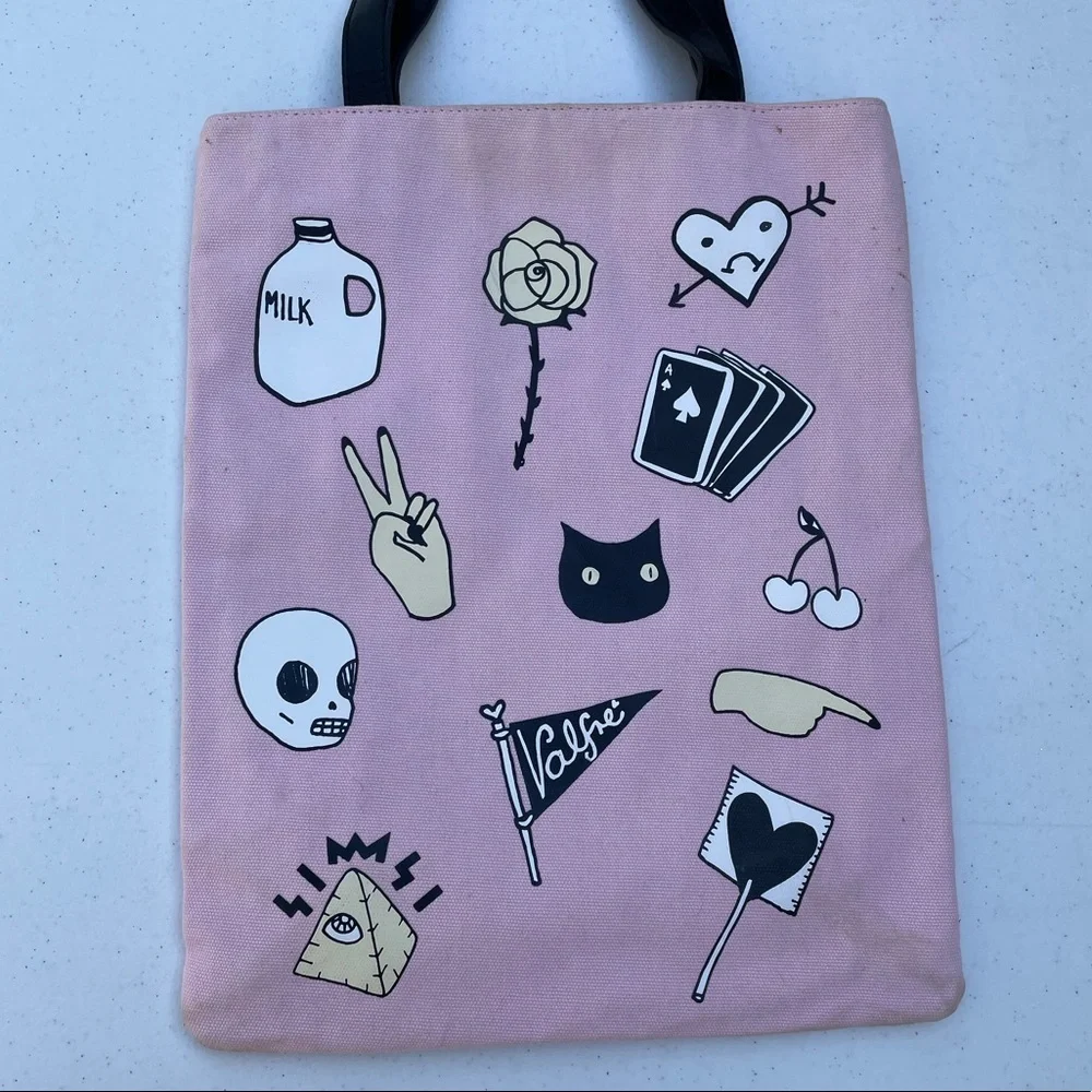 Rare Valfre Shoulder Bag Purse Pink Milk Bruno Cat Peace Sign - Picture 3 of 7